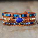 Wickelarmband „Waldlicht“ mit Lapislazuli-Tropfen